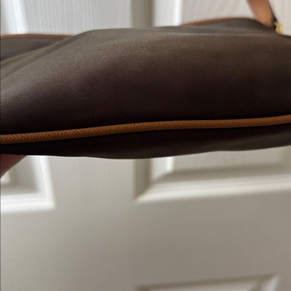 Michael Kors Two Tone Brown Crossbody Bag with Leather and Brass Accents Small - Picture 7 of 15